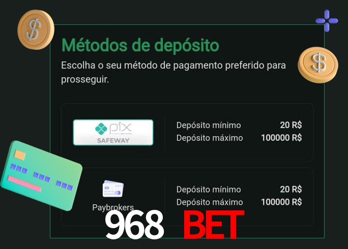 O cassino 968 Bet oferece uma grande variedade de métodos de pagamento